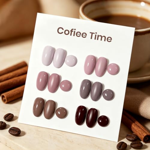 Image of Beetles Neutral Gel Polish Set, Coffee Time Collection,6 Colors | Nude Pink Brown Neutral Colors Gel for Nail Art Manicure Soak Off Uv LED Nail Lamp Needed Gifts for Women