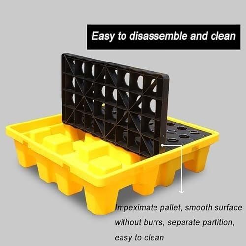Stackable Spill Containment Pallets – Robust Polyethylene Platforms with Flat Grids for Warehouses and Factories – Modular Solutions to Prevent Spills-33x33x5.8cm