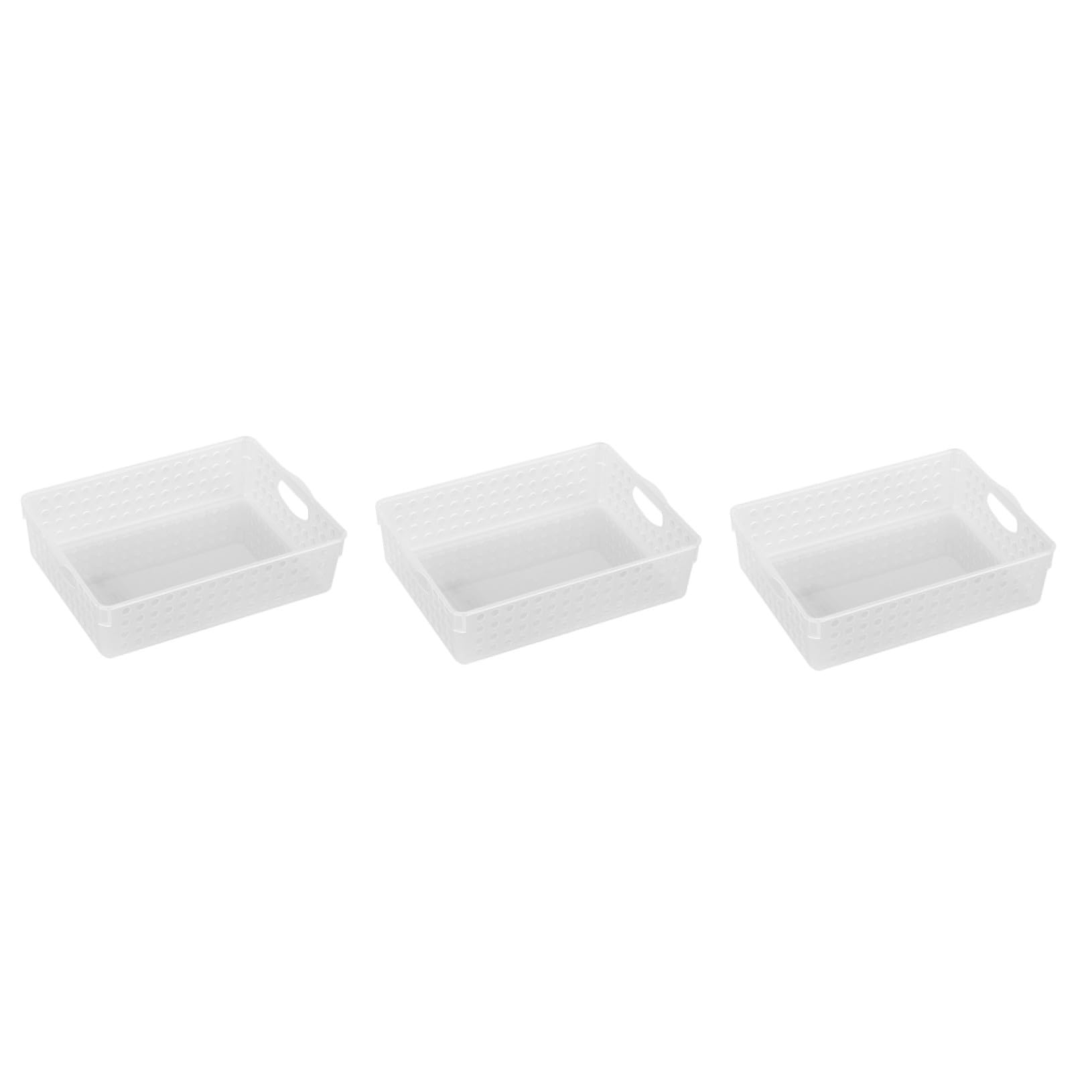NUOBESTY 3pièces Panier De Rangement Plastique Creux Pour Documents Organisateur De Bureau Et Maison Blanc