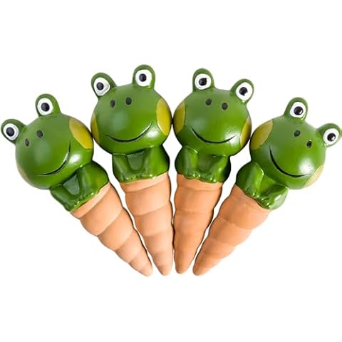 Kaxich Terracotta Plant Self Watering Spikes, 4 Pack Plant Watering Globes Frogs Styles Decorative Self Plant Watering Stakes Vacation Plant Watering Bulbs for Indoor Outdoor Plants Cover