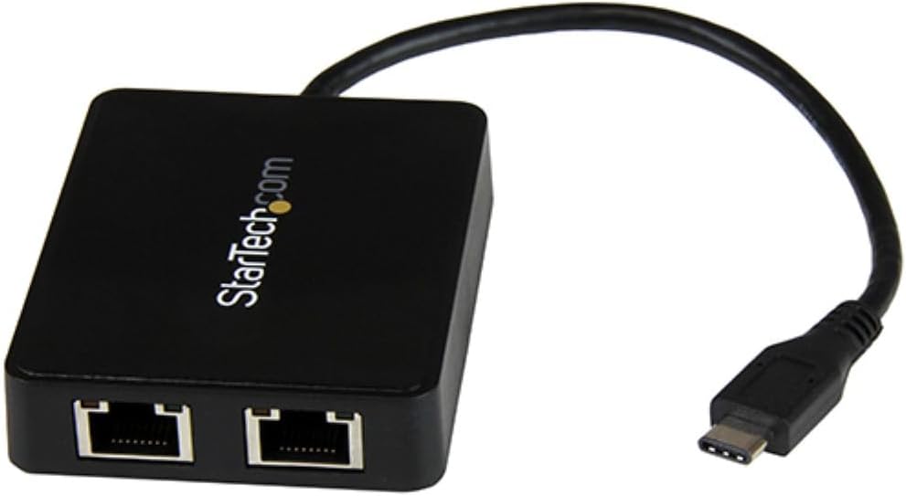 com USB-C to Dual Gigabit Ethernet Adapter with USB 3.0 (Type-A) Port - USB Type-C Gigabit Network Adapter (US1GC301AU2R)