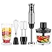 Bonsenkitchen Blender ręczny 5 w 1, 800 W, stal nierdzewna, blender 500 ml, kubek 600 ml, trzepaczka, mikser ręczny, bez BPA, HB8006 (czarny)