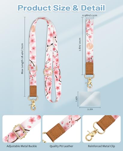 Image of Yonlevres Phone Lanyard Crossbody Strap Wrist Neck Adjustable Women Flower | Cell Phone Lanyard for Travel Cruise Daily, Hands-free, Fit Keys ID Badge, for Full-coverage Phone Case, Accessories, Gifts