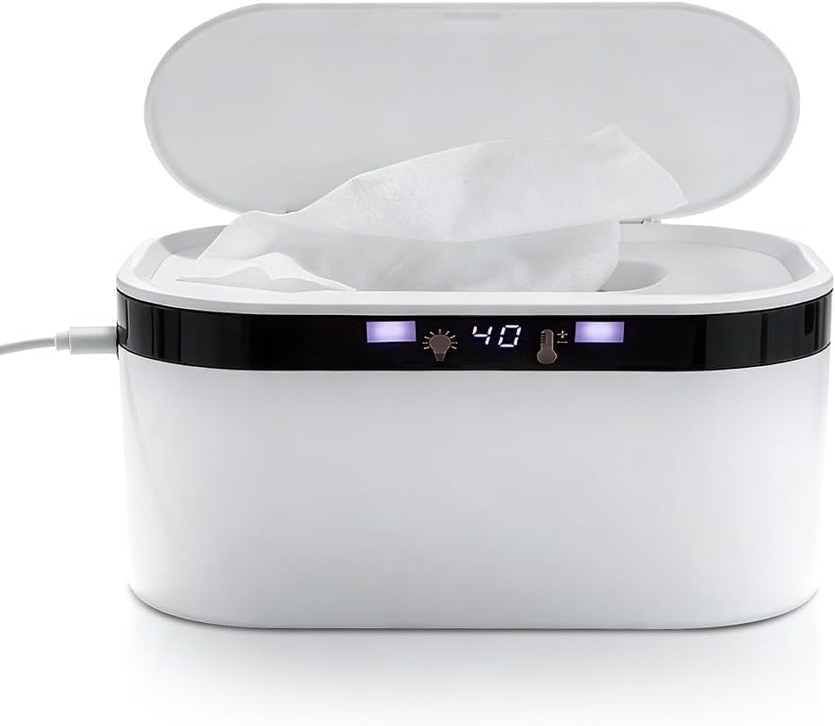 Calentador de toallitas para bebés, dispensador con luz y ahorro de energía