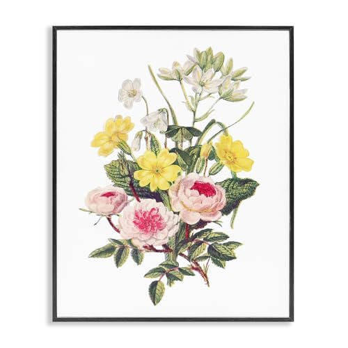 Cadre fleurs sauvages pour salon élégant tableau Stupell noir