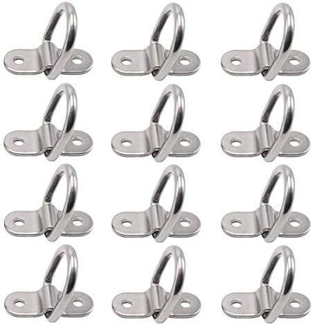 12 Pack D Ring Tie Down Anchors Lashing Rings, 1/4'' D-Rings Anchor 1200 lbs Capacity Trailer Anchors Points with Mounting Bracket Tie Down Points for Trailers Trucks RV Campers SUV Boats etc