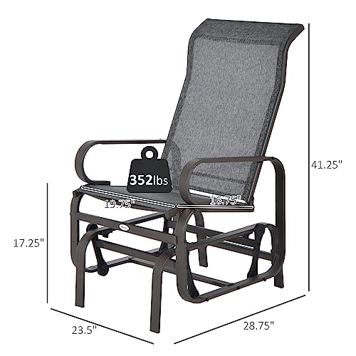 Outsunny Outdoor Glider Chair, Gliders for Outside Patio with Smooth Rocking Mechanism and Lightweight Construction for Backyard, Brown/Gray - Image 4