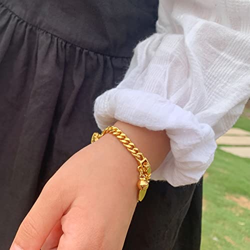 Ethlyn Bracelets for little girls 18K Gold Plated Cuban Link Chain Bracelets Bells Dangle Charms Little Girls Jewelry2