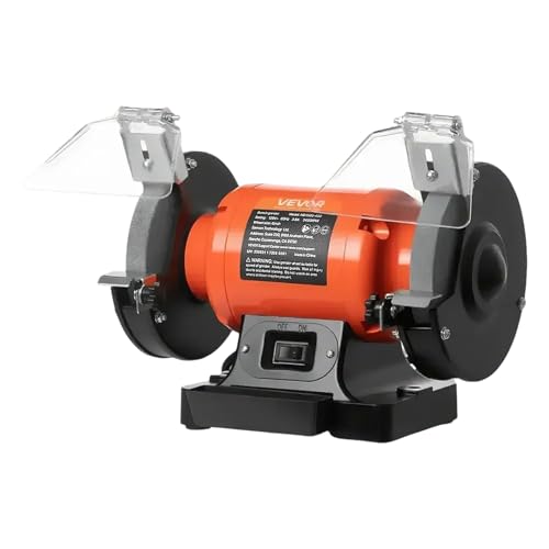 Image of VEVOR Bench Grinder, 6-in Single Speed, 3450RPM High-Speed Table Grinders with 450W 3.8A 3/5Hp Induction Motor, 36/60-Grit Grinding Wheel & Adjustable Eye Shield for Fast Sharpening Grinding
