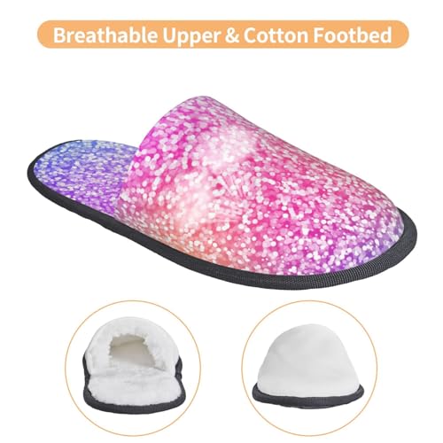 Colorful Glitters Print Women Slippers Home Furry Shoes Keep Men Couples Shoes Warm For Women-4