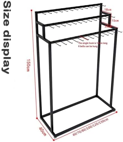 Metal Belt and Tie Hanger for Closet Organization, Space-Saving Scarf and Accessories Rack, Commercial Use Tank Top and Bra Shelf (Black, 70x40x150CM)