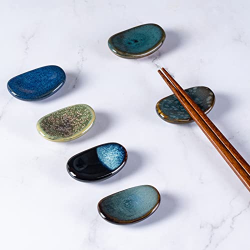 Hokeler Ceramic Chopsticks Holder Chopstick Rest Spoon Fork Stand Holder Set Of 6, Multicolour #TOP3