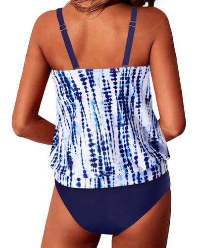 Image of Yonique Two Piece Tankini Swimsuits for Women Blouson Bathing Suits Modest Swimwear