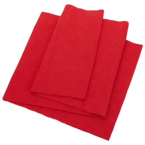 BENECREAT - Tela de malla acanalada grande roja con fibra elástica elástica, puños acanalados tejidos para camisetas Patchwork, chaquetas, vestidos y trabajos de costura DIY, 22x63x0.25 cm