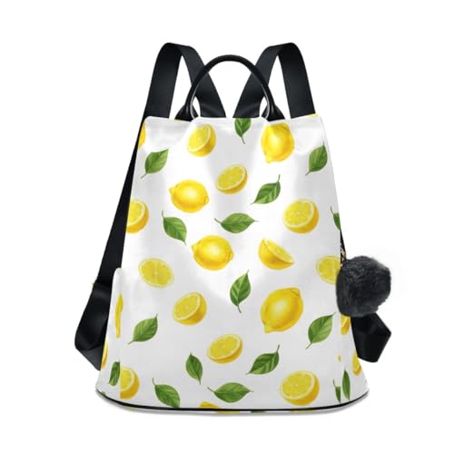 Sac à dos pour femme motif citrons jaunes avec rangement dos zippé
