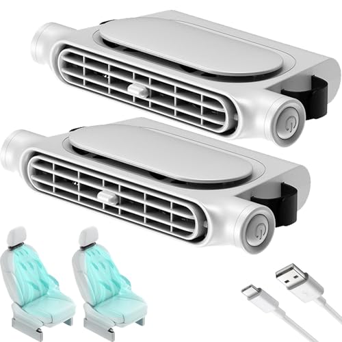 Image of 2 Pack Car Seat Fan for Backseat for Kids, Mini Portable Battery Operated Back Seat Baby Quiet Headrest Neck Cooling Fan with 3 Adjustable Wind Speeds All Cars Vehicle RV Truck