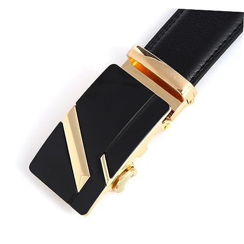 Men's Casual Imitation Leather Automatic Buckle Belt Stylish Jeans Strap for Everyday Wear 110CM3
