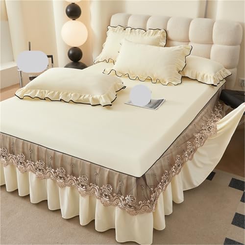 Jupe de lit brossée 180x200cm pour chambre cocooning chic - 3
