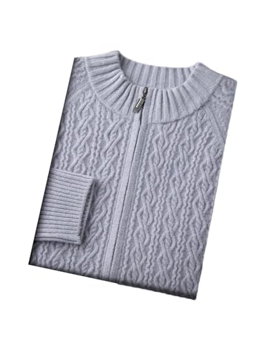 Men’S Thick Cashmere Cardigan Crew Neck Long Sleeve Full Zip Paisley Pattern Casual Knitted Sweater