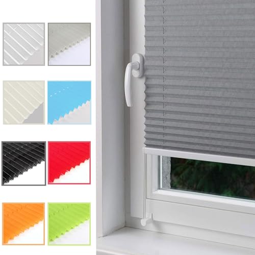 Estor Enrollable translúcido 70 x 70 cm para fijación sin taladrar Estor Noche y Día,Estor Enrollable Estores para Ventanas para Puertas y Ventanas, Gris Claro