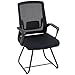 HOMCOM Chaise de Bureau Ergonomique sans roulettes, Chaise de conférence avec Dossier en Maille, Soutien Lombaire, accoudoirs et Base en Acier, 57 x 56 x 97 cm, Noir