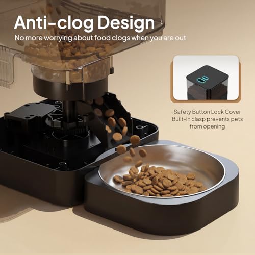 Image of VOLUAS Automatic Cat Feeder, 4L Timed Dry Food Dispenser for Cats & Dogs | Programmable Portion Control, Up to 4 Meals Daily, Dual Power Supply, Power-Off Memory, 10-Second Voice Recorder