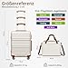 KONO 55cm Handgepäck-Koffer Trolley Set 2 Teilig Gepäcksets, Kleiner Koffer mit Rollen Handgepäck Set mit Ryanair Reisetasche 40x30x20cm, Cremeweiß
