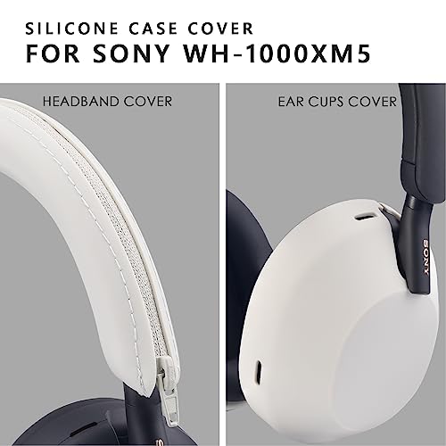 Silicone Case for Sony WH-1000XM5, Sony xm5 Wireless Headphones Protective case Cover, Silver