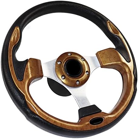 MOTAFAR 12.4" Boat Steering Wheel with 3/4“ Tapered Shaft, Anti-Slip PU Carbon Fiber Steering Wheel for Seastar and Verad, etc. for Marine Boats, Vessels, Yacht, Pontoon Boat(5156-Brown)