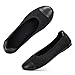 Frank Mully Women's Ballet Flats Round Toe Walking Flats Slip On Work Shoes Knitted Flats Shoes for Woman Soft Lightweight,Synthetic Leather,Black 11
