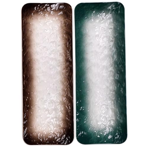 GRIRIW Platos De Sushi De Cerámica Multicolor 25 Cm Resistentes y Aptos Para Lavavajillas, Para Servir Sashimi y Comida Japonesa, Juego De 2 Piezas Para Uso Doméstico y Reuniones