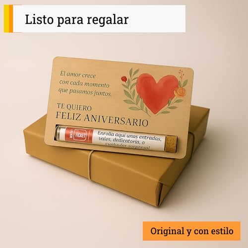 Gutscheine für Paare, originelles Jubiläumsgeschenk - Geschenkkarte aus Holz mit Tube für originelle Überraschungen - Geschenk Jahrestag Paar - Überraschungen mit persönlicher Nachricht