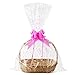 Yotelab Large Cellophane Bags, Pink Heart Clear Wrap for Gift Basket, 22x33 Inches,10 Pieces Cellophane Gift Bags