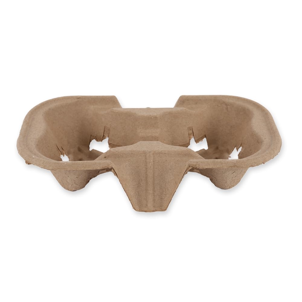 FRANZ MENSCH 600 Stück Becherhalter Double aus Recyclingpapier | natur, L: 22 cm, B: 11 cm, H: 4,5 cm, Karton, Kaffebecherhalter, Getränkehalter