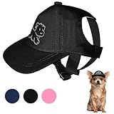 Debei Dog Hat Baseball Sun Trucker Pet Cap for Dogs Cats (Small) Fashion Adjustable Drawstring Ear Holes Pet Hats with UV Protection Fit Small, Medium, Large Dog (Black)