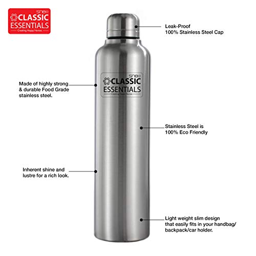 Image of CLASSIC ESSENTIALS Single Walled Stainless Steel Bottle 1000ml (Inox Aqua)