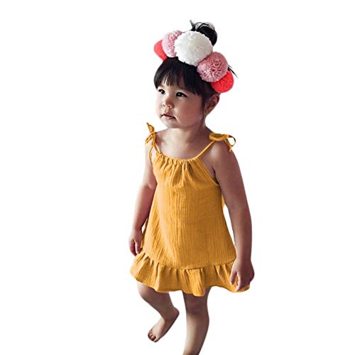 BAOBAOLAI Vestido para meninas com alça padrão liso Roupa infantil Princesa Roupas de verão