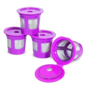 Perfect Pod Cafe Save Reusable K Cup Pod Coffee Filters – Refillable Coffee Pod Capsules with Built-In, Integrated Mesh Strainer for Use with Keurig & Select Single Cup Coffee Machines, 4-Pack