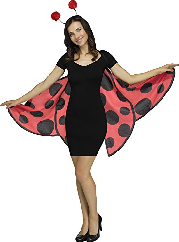 Fun World Women's Halloween Spotted Ladybug Costume Wings, Red Black, One Size, Multi, Standard