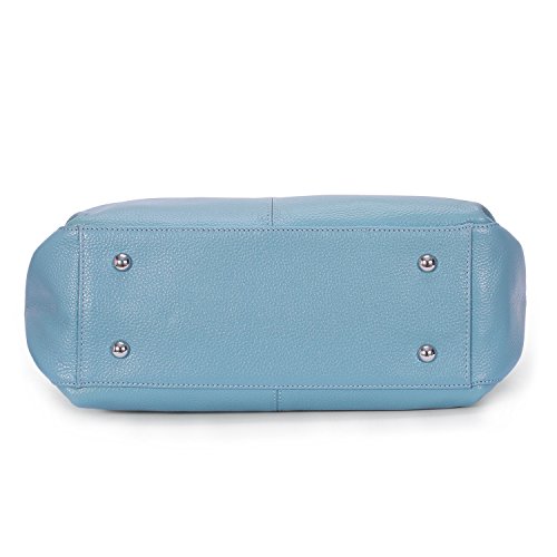 AINIMOER Womens Leather Vintage Shoulder Bag Ladies Handbags Large Tote Top-handle Purse Cross Body Bags(Gray Blue)