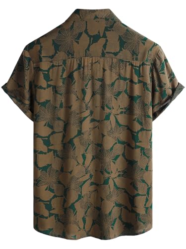 Image of JOTOOK Mens Hawaiian Shirt Short Sleeve Button Down Tropical Shirts Casual Floral Summer Beach Shirt