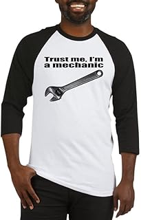 CafePress Trust Me I'm A Mechanic. Car Baseball Jersey Cotton Baseball Jersey, 3/4 Raglan Sleeve Shirt Black/White