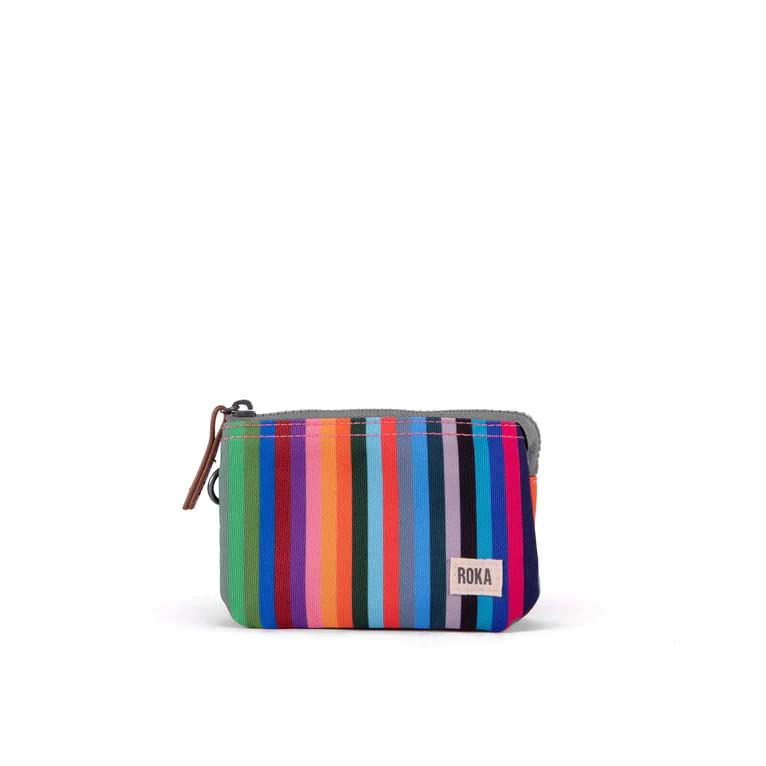 Roka LondonCarnaby Small Recycled Canvas Multi Stripe, Multi Stripe, S, Coin Purse