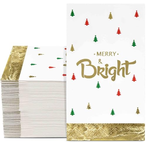 100 Pack Christmas Guest Napkins Merry & Bright – Holiday