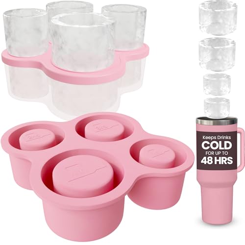 4-Ring Silicone Ice Cube Tray for Stanley Cup with Lid and Metal Reusable Straws - Stanley Ice Mold - Stanley Cup Ice Mold - Stanley Cup Ice Cube Mold for 14-40 oz Tumbler, Whiskey, Cocktails, Drinks