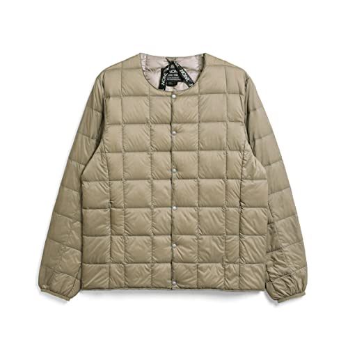 [タイオン] クルーネックボタン インナーダウンジャケット TAION-104 メンズ カーキ L