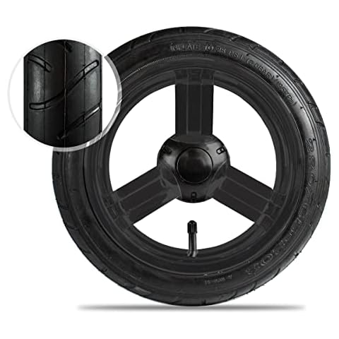 Bergsteiger Ersatzreifen für Kinderwagen Capri, Schwenkrad 9 Zoll, Komplettrad hinten 12 Zoll, chrome, schwarz Cover