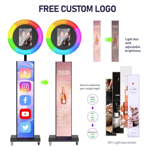 Image of Portable Photo Booth Machine Compatible with Any Ipad,Black:Honeycomb | RGB Ring Lights,Music Sync,Free Custom Logo,2 Months ChackTok VIP
