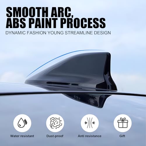 Dawfall ALL25 1 Pc Car Antenna, 6.29 Inch X 3.07 Inch X 2.75 Inch Abs Paint Process Shark Fin Tail Waterproof Rubber Ring Stable Signal Receiving Antenna thumb #5
