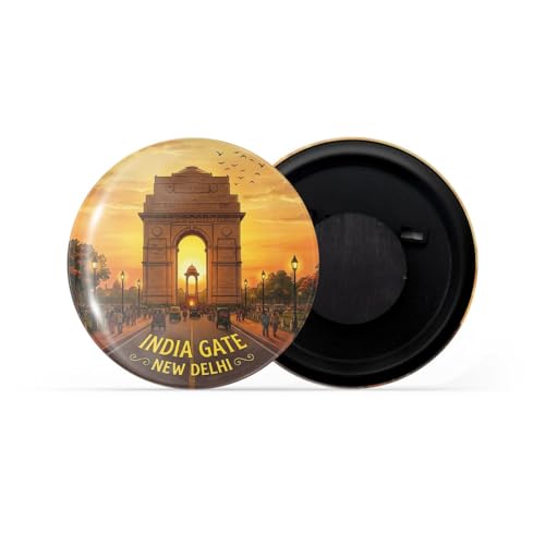 Image of dhcrafts Fridge Magnet Multicolor New Delhi India Gate New Delhi Glossy Finish Design Pack of 1 (58mm)